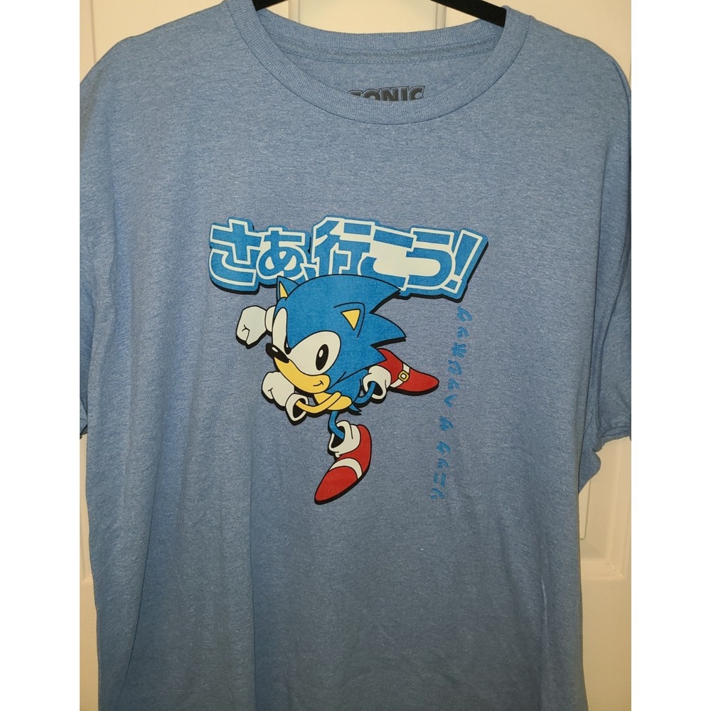 NWOT Sonic The Hedgehog Japanese Logo Video Game Tee‎ Shirt New